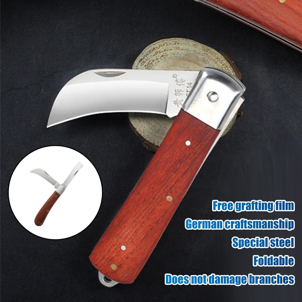 Gardening Tools Knife - سكين تطعيم قابل للطي بمقبض خشبي،